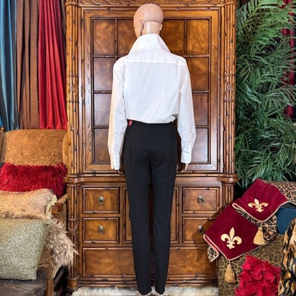 Suko Jeans Black Super Soft Knit Red Rose Embroidered Ponte Pant - Picture 5 of 9